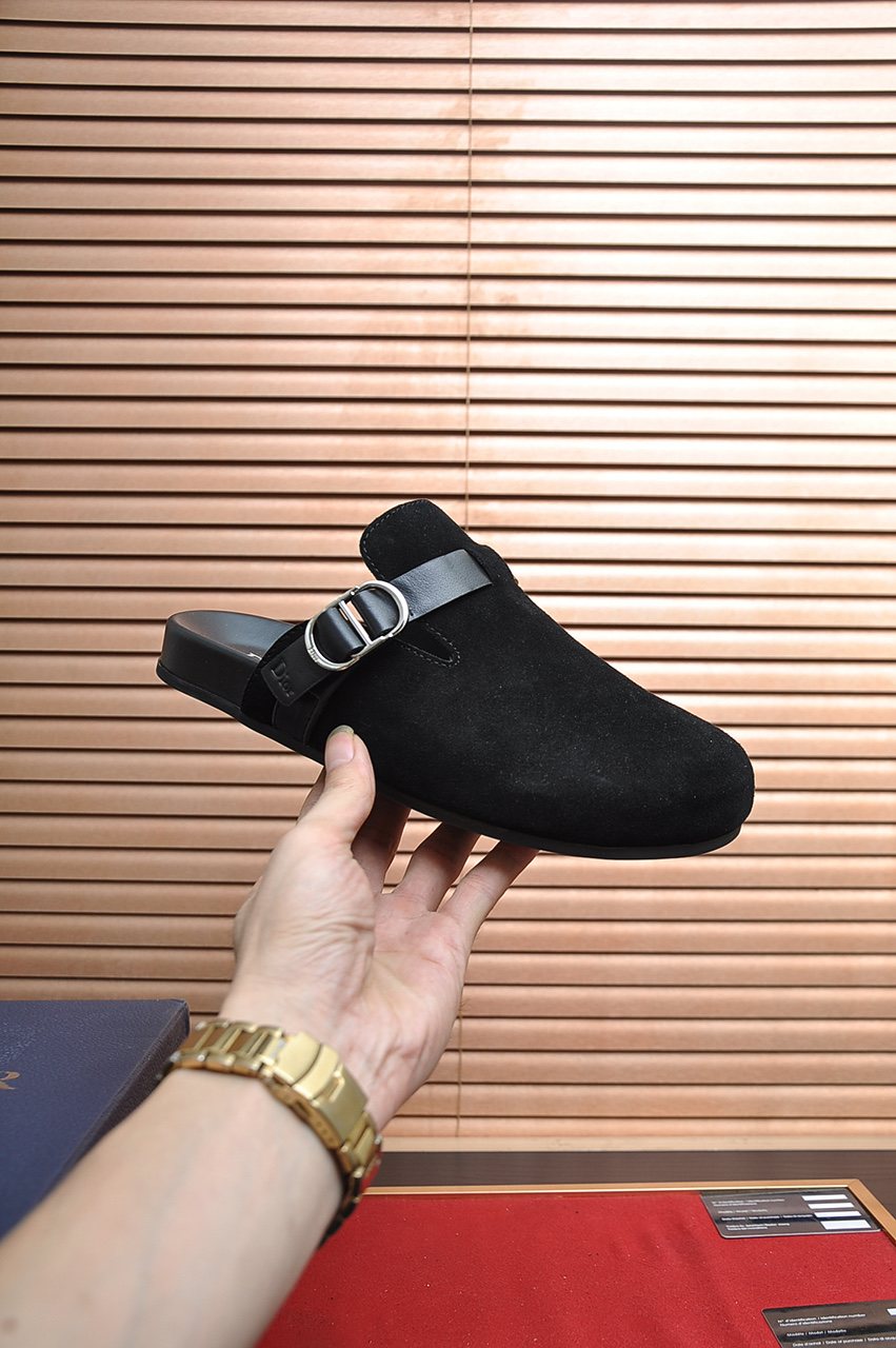 Dior Buckled Closed-Toe Mules