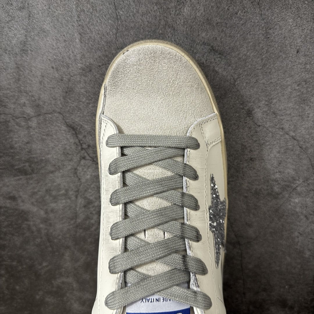 Golden Goose Silver Glitter Star Open-Back Sneakers