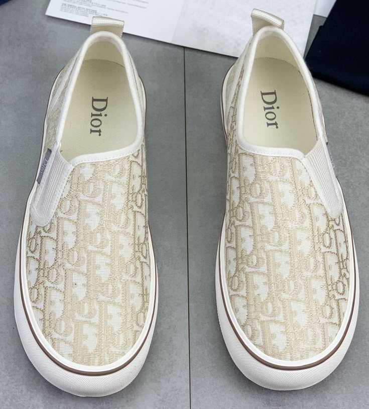Dior Cream Beige Patterned Slip-On Sneakers