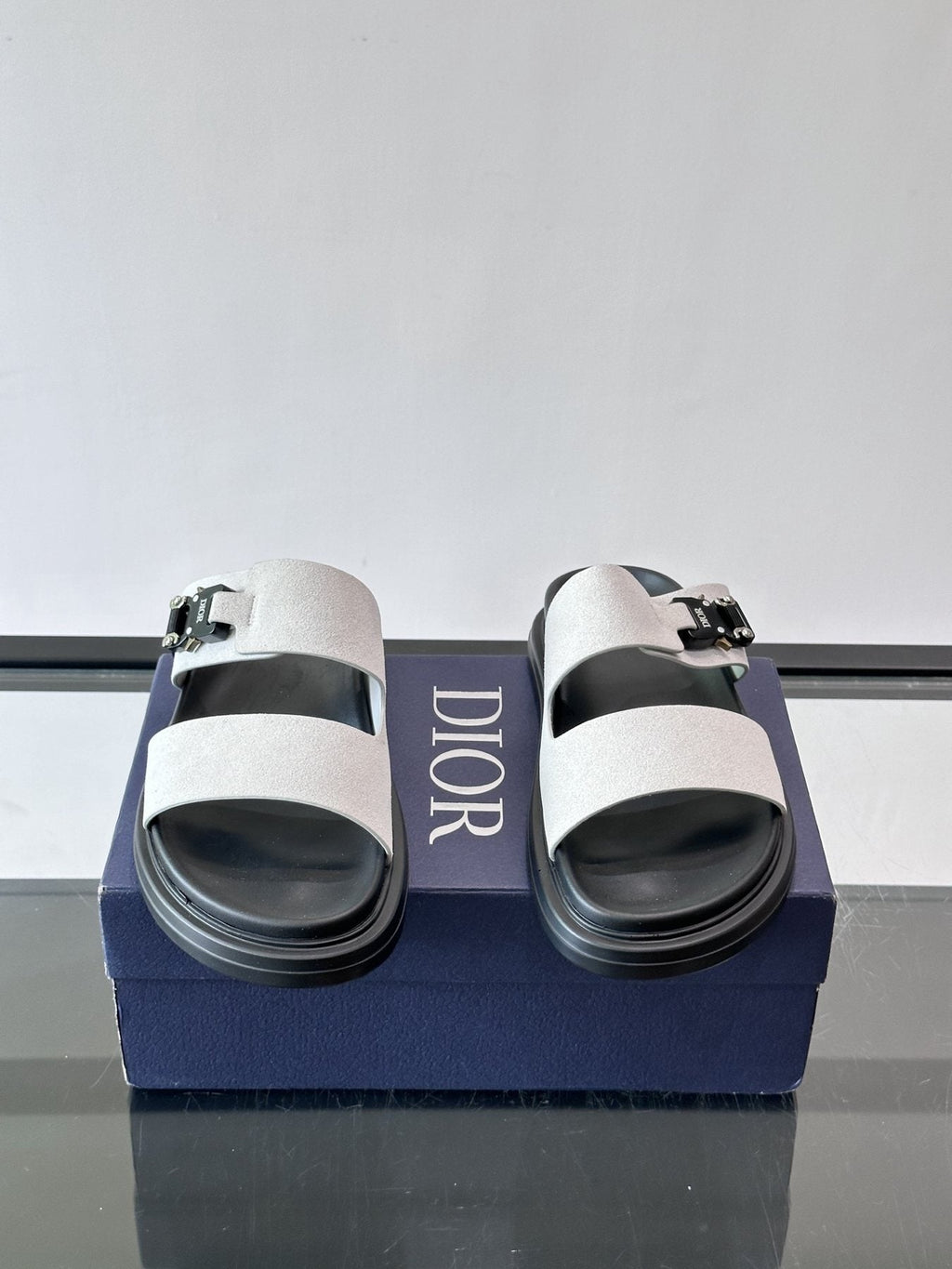 Dior Aqua Two-Strap Slide Sandals