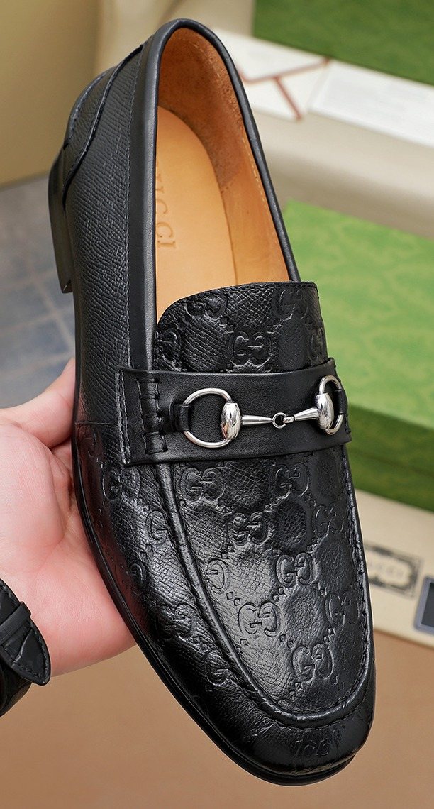 Gucci Black Embossed Loafers