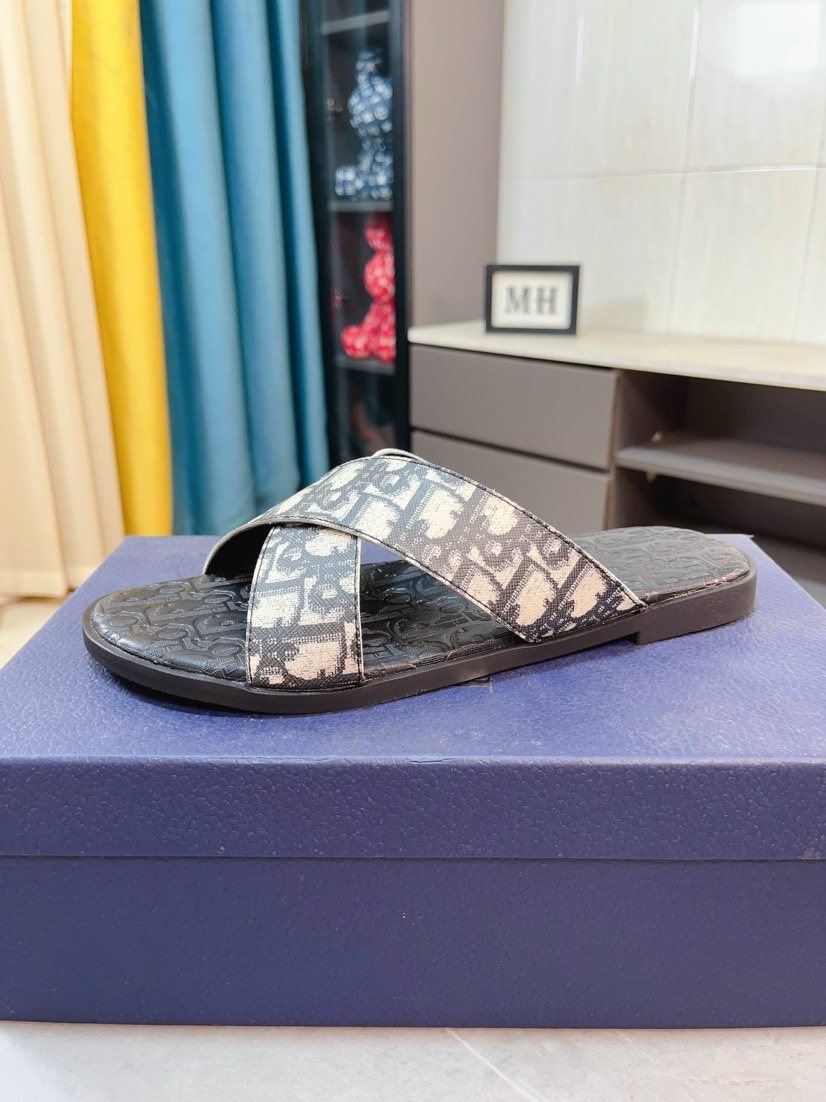 Dior Men's Cross-Strap Slide Sandals