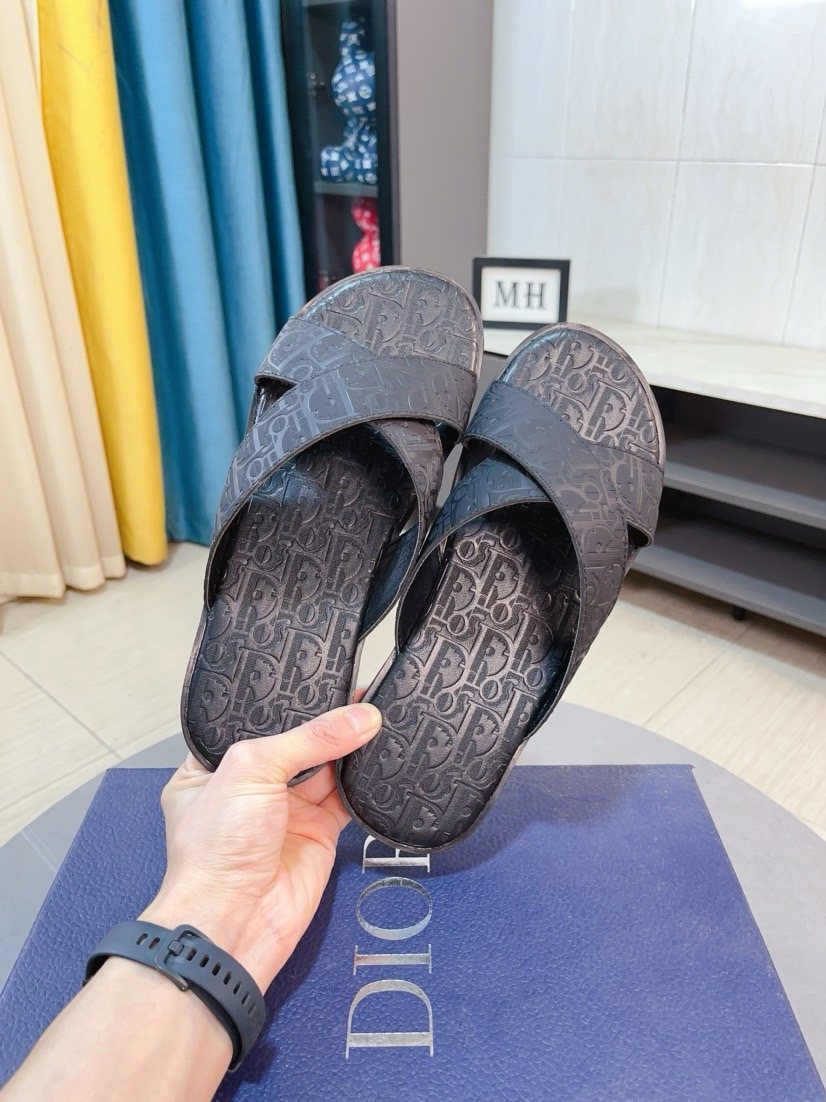 Dior Men's Cross-Strap Slide Sandals