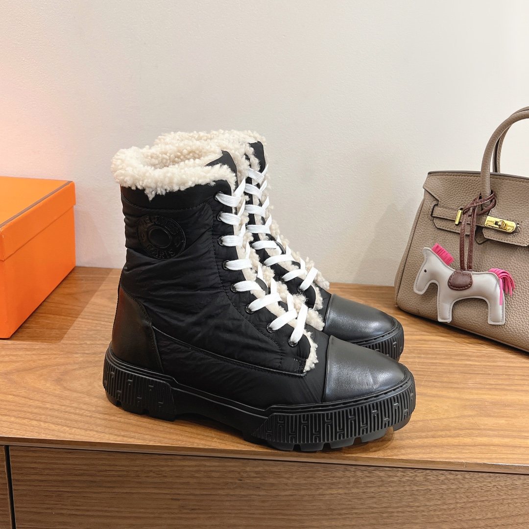 Hermès Lace-Up Mid-Calf Boots