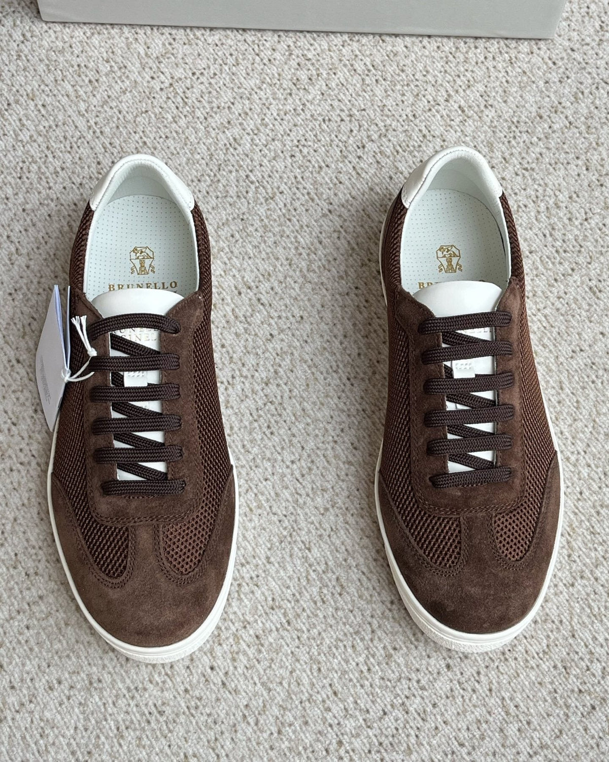 Brunello Cucinelli Men's Low-Top Lace-Up Sneakers - White Rubber Sole