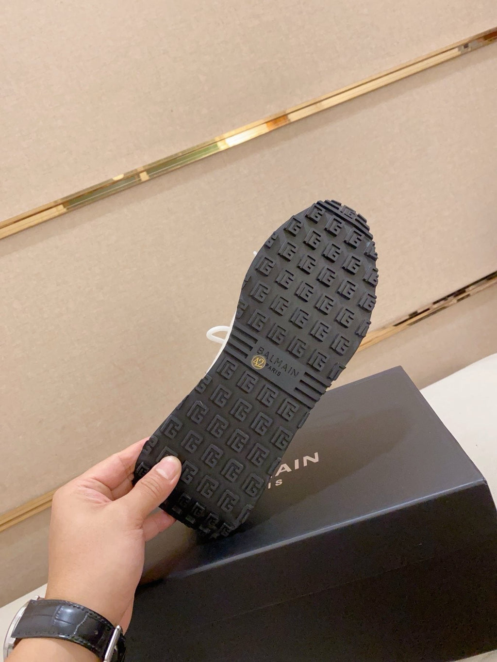 Balmain Gray and Black Knit-Look Sneakers