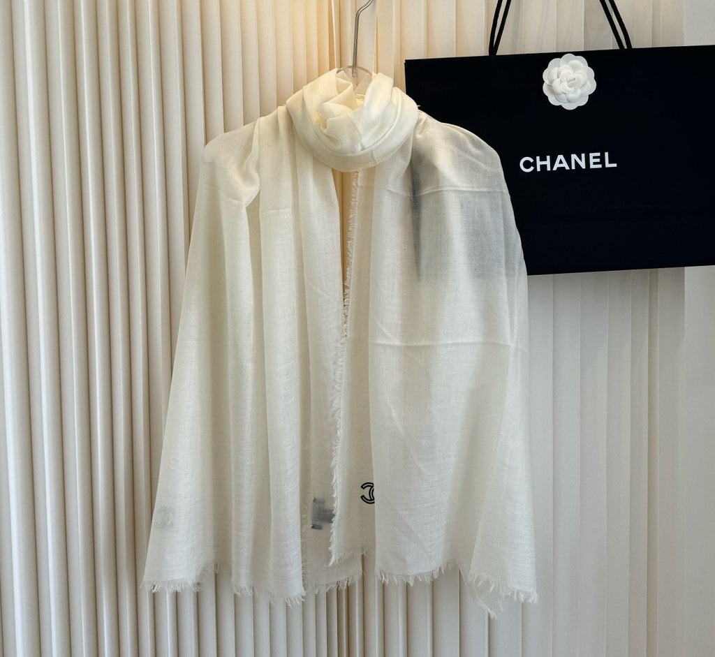 Chanel Fringe-Trim Cashmere Scarf