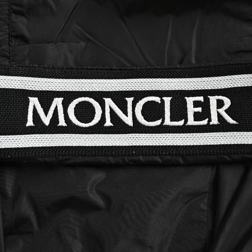 Moncler Chest Logo Embroidered Letter Tape Hooded Zip-Up Jacket — Navy