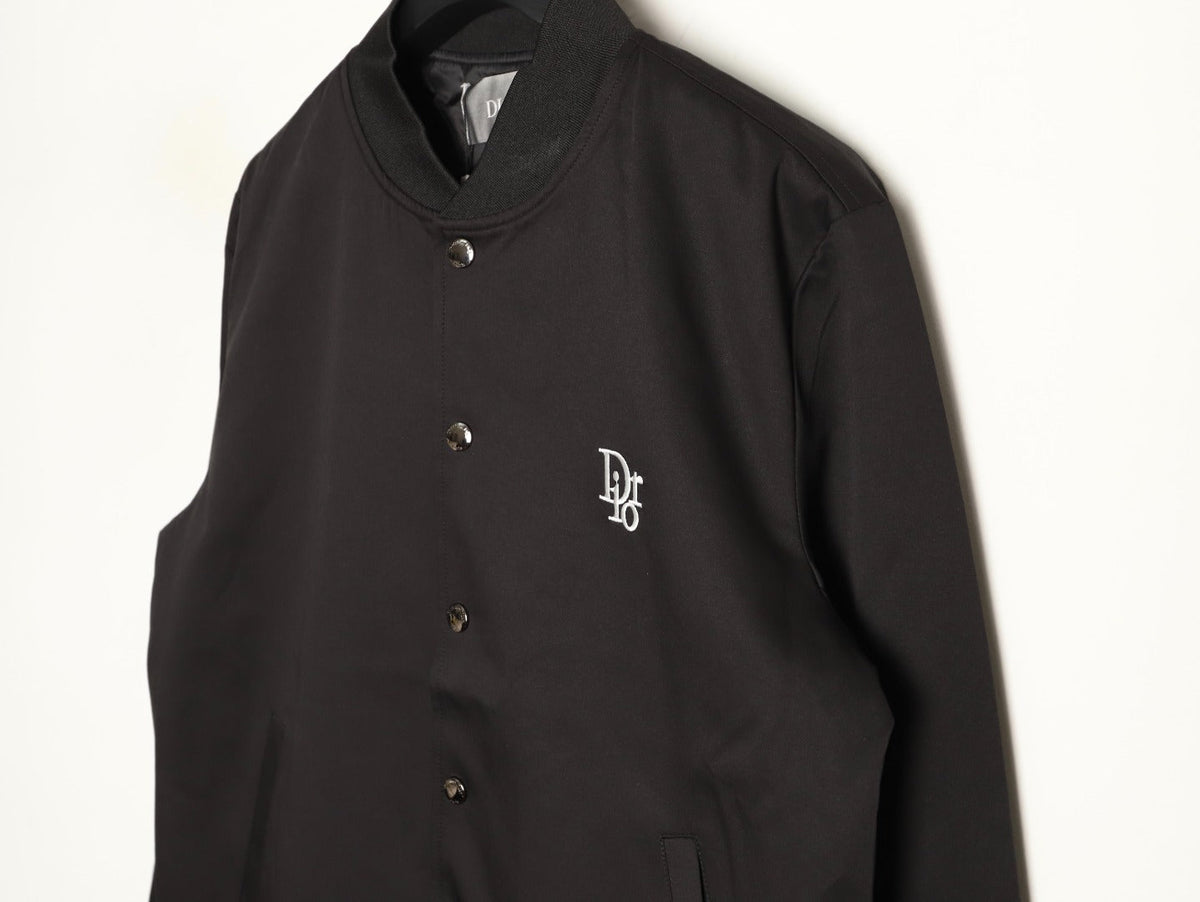 Dior Floral-Detail Back-Logo Varsity Jacket - Black