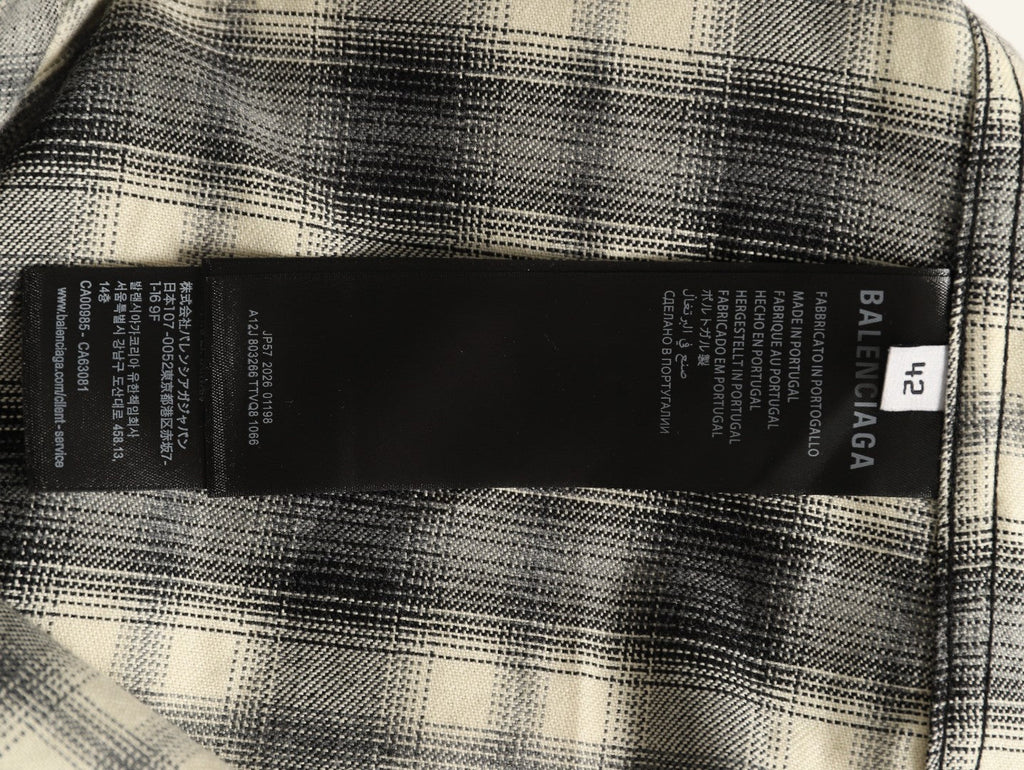 Balenciaga BLCG Embroidered Plaid Long-Sleeve Shirt