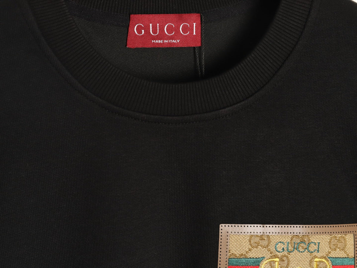 Gucci Monogram-Style Pocket-Patch Crewneck Sweatshirt - Black