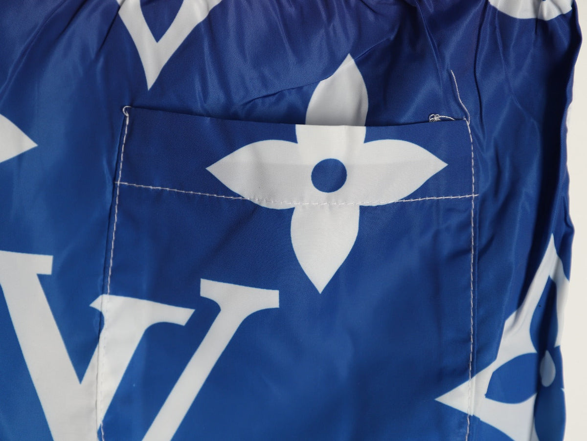 Louis Vuitton Monogram-Style Gradient Side-Tape Shorts - Blue